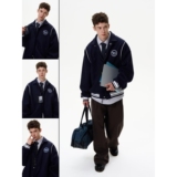 1506-1/KA1661/P64秋款简约直筒刺绣黑色梭织长裤工装，男装工装外套，星座1506-1