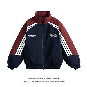 1505/MF9171/P92潮牌美式撞色拼接加厚立领棉服男女外套2图片