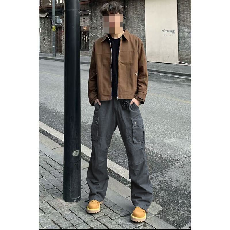 1506-1/KCK221/P51伞兵工装裤男褶皱微喇裤子,男装工装外套,星座1506-1