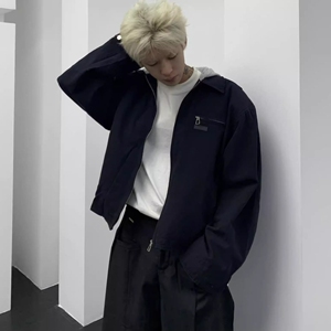 1506-1/JJ2061/P94巴恩风廓形重磅短款夹克男洗水连帽假两件