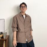 1506-1/CA67691/P52复古小格子衬衫男女，男装衬衫，星座1506-1