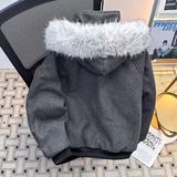 1506/M3671/P86毛呢棉服男女冬季保暖毛领拼接情侣棉衣外套1，男装棉衣，星座1506-1