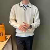 1506/MM8921/P52男装翻领毛衣男冬季新款时尚修身针织开衫外套1，男装针织衫/毛衣，星座1506-1