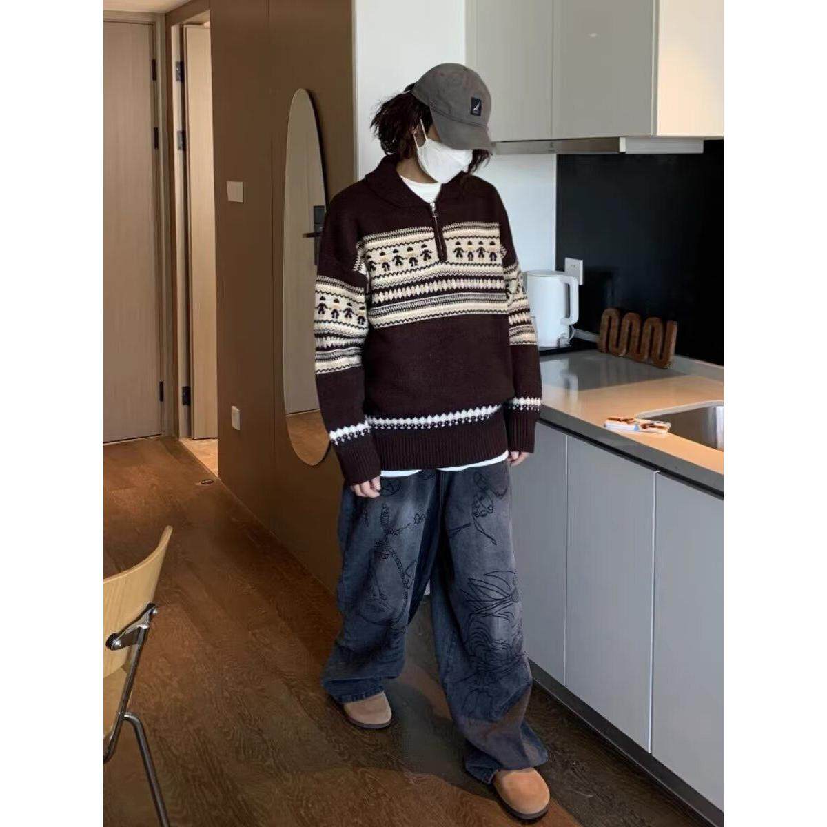 1506/M31651/P59秋冬新款开衫毛衣复古休闲慵懒风V领针织衫男,男装针织衫/毛衣,星座1506-1