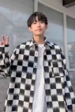 1506-1/C22061/P35美式暗黑系潮流黑白格纹衬衣，男装衬衫，星座1506-1