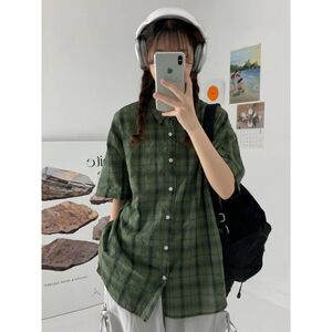 1506-1/CCS3701/P37新款时尚百搭性感显瘦气质格子衬衫图片