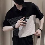 1506-1/CJB031/P41轻奢英伦ins痞帅拼接条纹短袖，男装Polo衫，星座1506-1