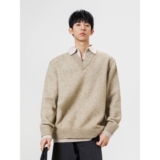1506/MM051/P69冬季韩系复古假两件polo领针织衫宽松男女毛衣1，男装针织衫/毛衣，星座1506-1