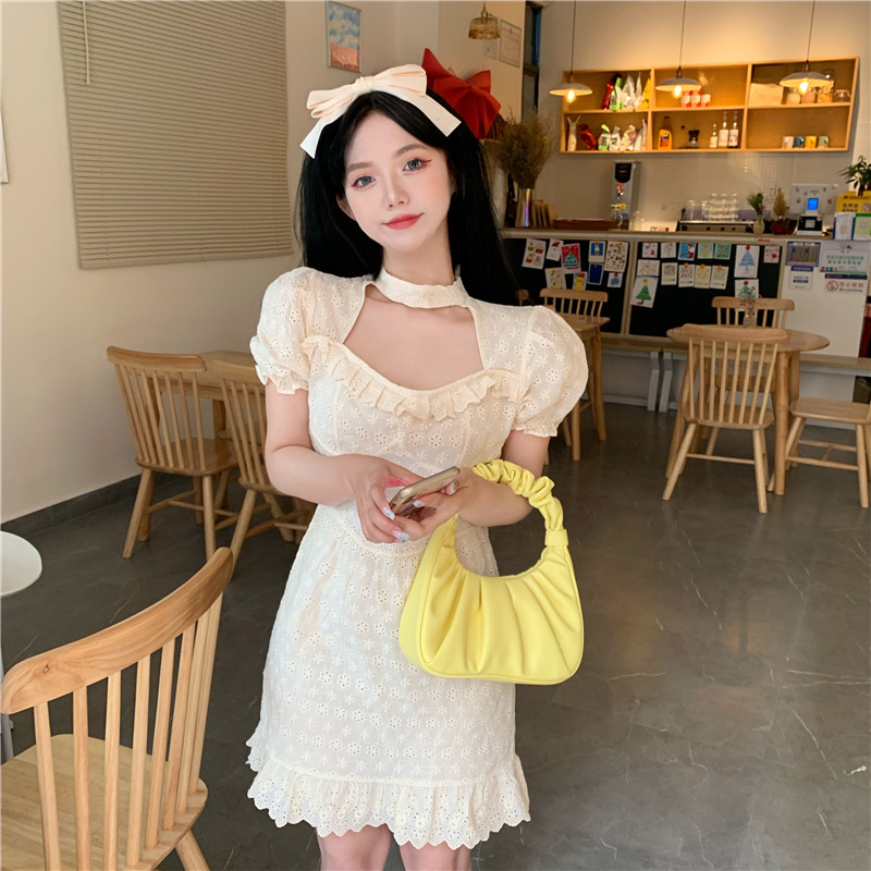 French Court Style Embroidered apricot dress