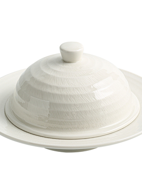 外贸出口新加坡餐具原单创意高级感商用西餐汤盘带盖草帽盘子定制