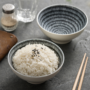 外贸高级感米饭碗吃饭碗家用高颜值斗笠碗5寸浮雕碗单个饭碗小碗