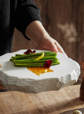日式石头纹异形平盘寿司刺身盘平盘点心冷菜盘特色酒店会所餐具