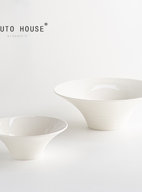外贸出口陶瓷餐具白色斗笠碗面碗汤碗家用米饭甜品碗特色餐厅碗盘