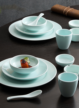 景德镇陶瓷餐具酒店中餐厅摆台餐具火锅餐具6件套商用碗盘釉下彩