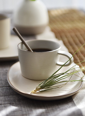 日式浓缩挂耳咖啡杯碟套装创意复古粗陶早餐摩卡杯带勺定制