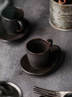 出口德国欧式窑变咖啡杯碟小容量咖啡杯意式浓缩复古咖啡杯