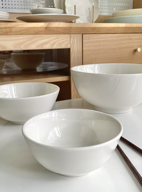 外贸出口新加坡餐具白色陶瓷釉下彩家用面单个吃米饭碗喝汤小碗J