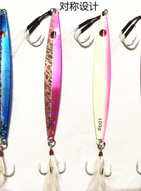 40g 60g 80g 100g夜光速沉长条铁板路亚饵海钓带鱼马友马鲛假饵