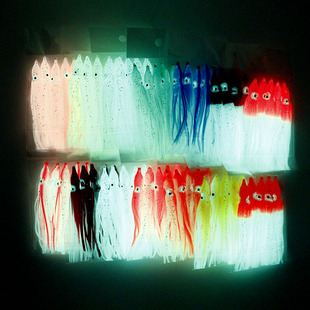 5cm-10cm夜光章鱼仿生路亚软饵海钓炎月铁板钩鱿鱼带鱼钩配件