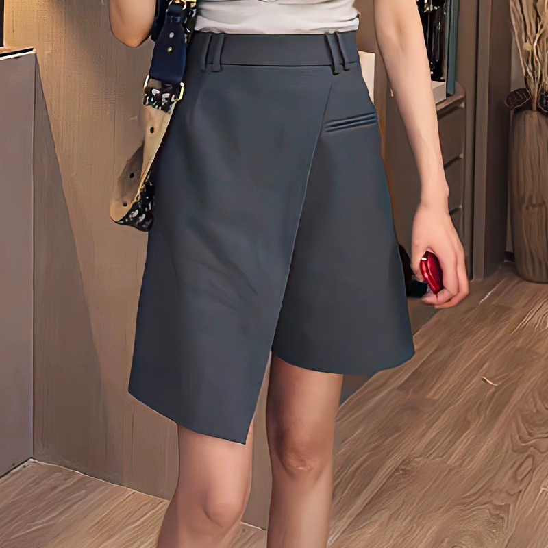 2023新款女装大码裤子胖妹妹mm高腰裙裤不规则五分裤西装短裤夏女
