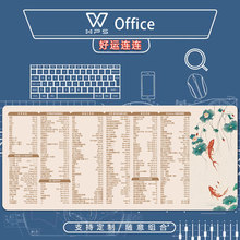 WPS办公快捷键Office文字Word表格Excel演示PPT可爱女生工位桌垫