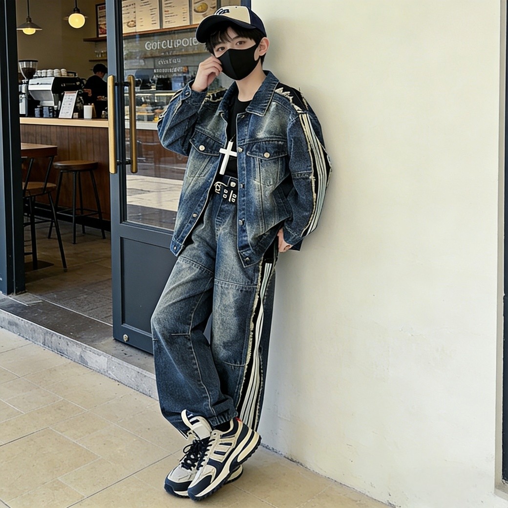 男童牛仔套装春季2026新款儿童潮酷痞帅韩版男大童帅气春装两件套