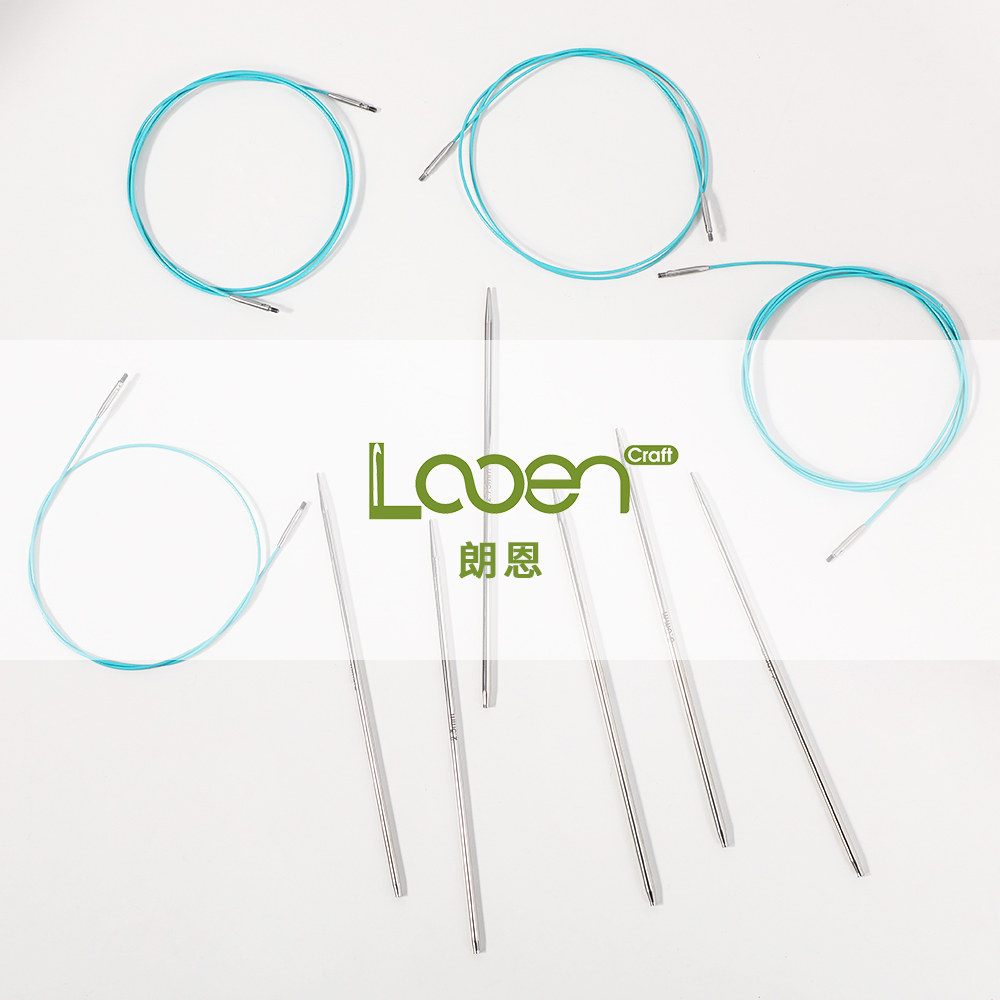 不锈钢可拆卸毛衣针环形针可换针换绳循环棒针双头棒针打毛衣针