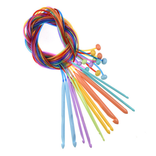 朗恩好用地毯新款毛衣针塑料毛线针环形针加长带珠钩针居家送教程