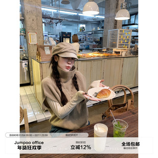 草莓跳  羊毛高领无袖针织马甲女冬季设计感慵懒叠穿宽松显瘦毛衣