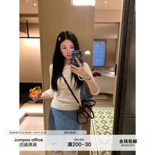 亲肤舒适百搭休闲上衣 草莓跳 纯色基础圆领七分袖 修身 T恤女夏季