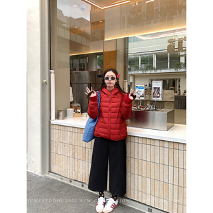 草莓跳 复古赫本风八分毛呢休闲裤女冬季高腰显瘦直筒百搭裤子