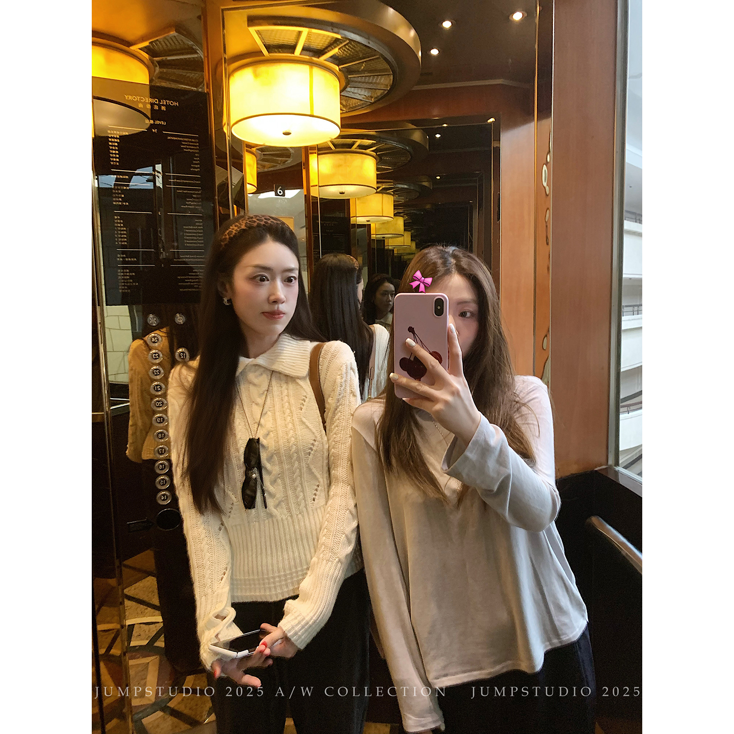 草莓跳 学院风复古麻花翻领针织衫女冬季设计感减龄收腰显瘦上衣