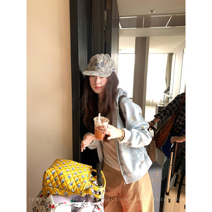 草莓跳 小马印花长袖拉链连帽卫衣女复古趣味宽松显瘦百搭外套