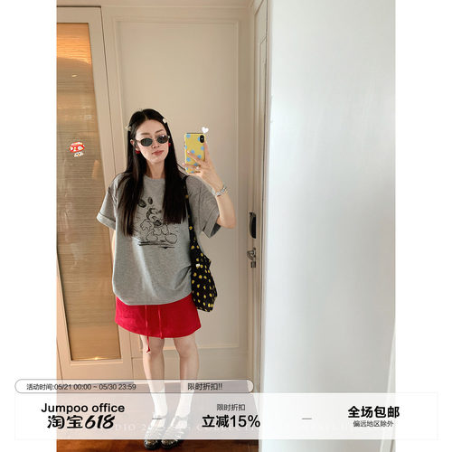 草莓跳 纯色亚麻系带休闲半身裙女夏季慵懒宽松百搭a字短款裙子