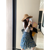 多巴胺青春减龄a字裙子 碎花格纹松紧腰半身裙女春季 草莓跳 法式