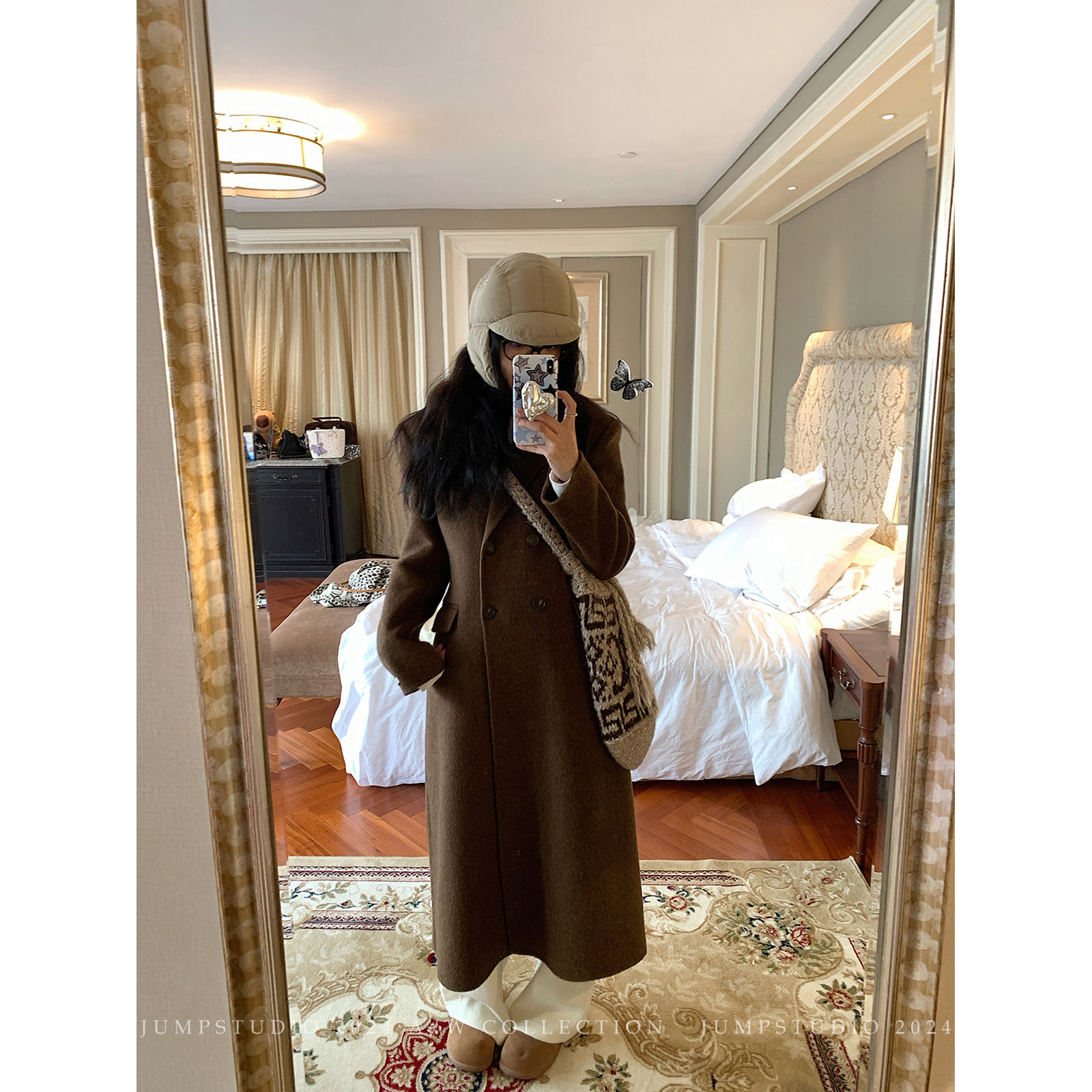 草莓跳 双排扣宽松纯羊毛长款大衣女冬季气质v领收腰正肩毛呢外套,女装/女士精品,毛呢外套,淘宝优惠券,粉丝福利购,淘宝优惠卷