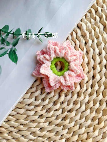 钩织纽扣套荷花甜美手工DIY材料包成品新手简单易学送视频教程