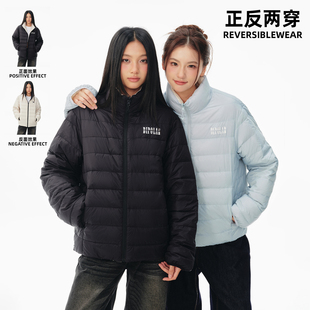 BIPOLAR断字小狗双面立领排骨羽绒服休闲宽松轻薄款 90绒外套上衣