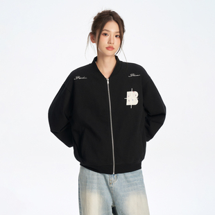 BIPOLAR贴布棒球领卫衣外套立领美式 Cleanfit男 街头痞帅春秋新款