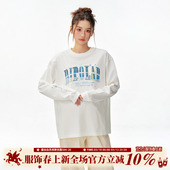 男 休闲宽松圆领上衣T恤秋打底衫 BIPOLAR星星渐变贴布长袖 潮牌美式