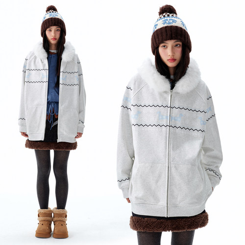 BIPOLAR费尔岛腊肠狗毛领卫衣