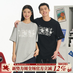 街头上衣国潮嘻哈情侣 休闲T恤夏季 BIPOLAR星星蕾丝贴布短袖 美式