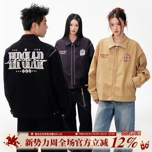 BIPOLAR民族风刺绣夹克美式 街头痞帅春秋Cleanfit男重磅翻领外套