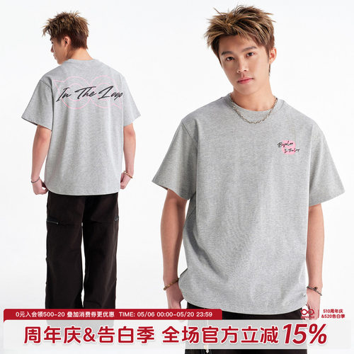 BIPOLAR美式字母印花短袖T恤男