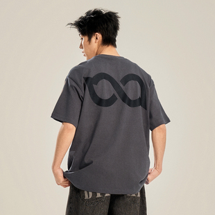 BIPOLAR新胶印短袖 高街复古纯棉上衣国潮牌情侣基础打底 T恤男美式