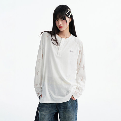 BIPOLAR星星清透宽松长袖T恤女