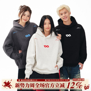 打底帽衫 BIPOLAR立体断开字绣花连帽卫衣美式 休闲圆领秋冬基础款