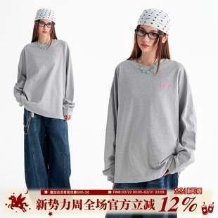 情侣款 BIPOLAR基础绒面发泡长袖 T恤基础简约休闲宽松上衣早春新款