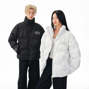 BIPOLAR发泡解构图形棉服印花立领宽松冬季 面包服男基础保暖情侣