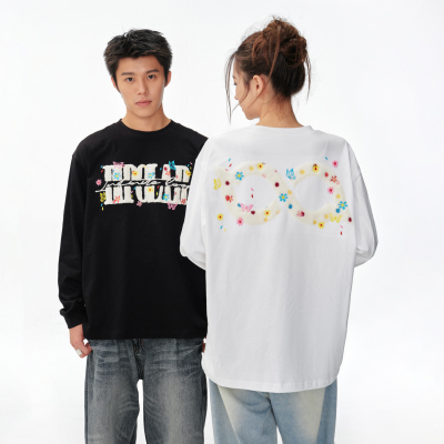 BIPOLAR毛绒花朵长袖T恤